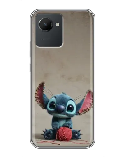 Чехол для Realme C30 с картинкой «Стич на коричневом фоне»