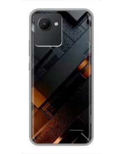 Чехол для Realme C30 с картинкой «Черные геометрические блоки»