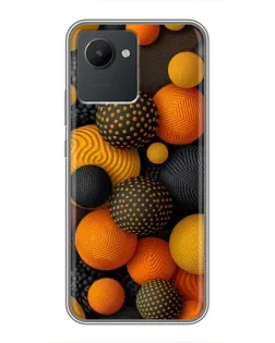 Чехол для Realme C30 с картинкой «Объемные оранжевые сферы»