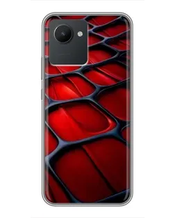 Чехол для Realme C30 с картинкой «Красная глянцевая сетка»
