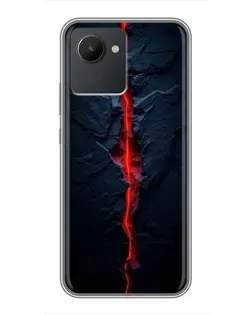 Чехол для Realme C30 с картинкой «Kрасная лавовая трещина»