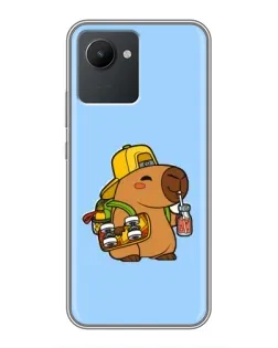 Чехол для Realme C30 с картинкой «Капибара на скейте»
