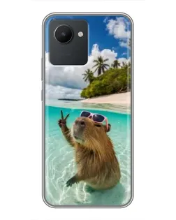 Чехол для Realme C30 с картинкой «Капибара на море»