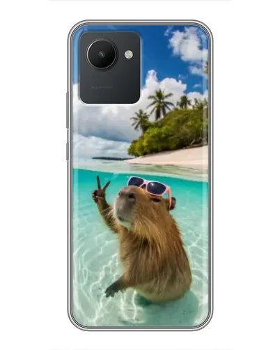 Чехол для Realme C30 с картинкой «Капибара на море»