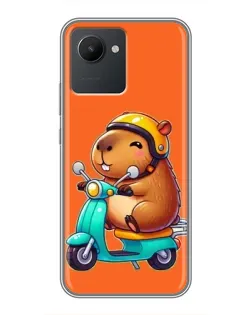 Чехол для Realme C30 с картинкой «Капибара на скутере»