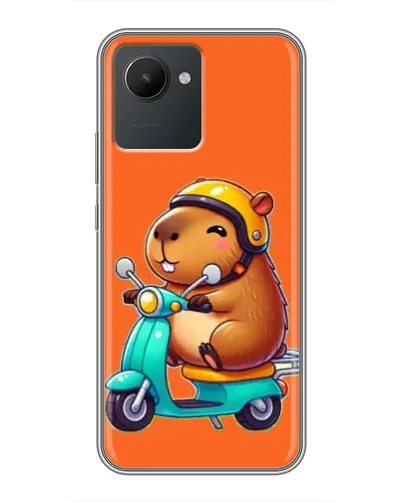 Чехол для Realme C30 с картинкой «Капибара на скутере»