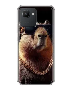 Чехол для Realme C30 с картинкой «Капибара золотая цепь»