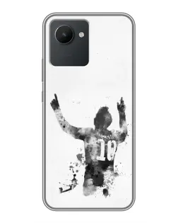 Чехол для Realme C30 с картинкой «Черно-белый силуэт Месси» Чехол для Realme C30 с картинкой «Черно-белый силуэт Месси»