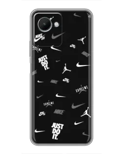 Чехол для Realme C30s с картинкой «Nike Black Pattern»