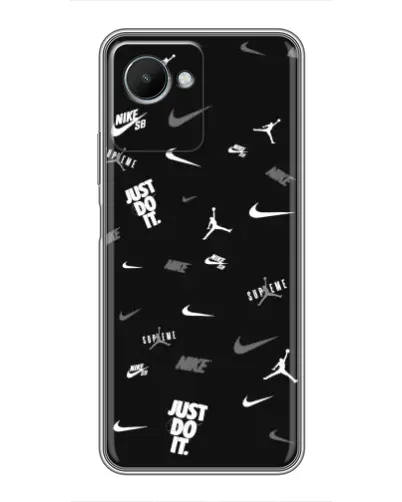 Чехол для Realme C30s с картинкой «Nike Black Pattern»