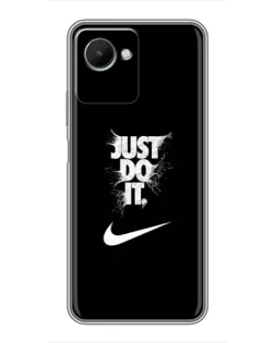 Чехол для Realme C30s с картинкой «Текстовый принт Nike»