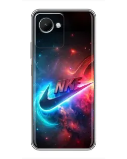 Чехол для Realme C30s с картинкой «Огненный логотип Nike»