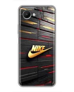 Чехол для Realme C30s с картинкой «Золотой Nike на металле»