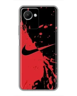 Чехол для Realme C30s с картинкой «Красные брызги Nike»