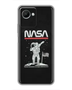 Чехол для Realme C30s с картинкой «NASA — шагаем по Луне»