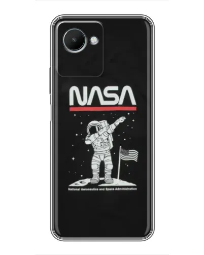 Чехол для Realme C30s с картинкой «NASA — шагаем по Луне»