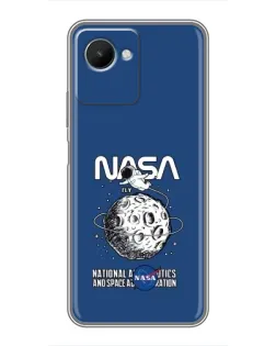 Чехол для Realme C30s с картинкой «NASA — лунная миссия»