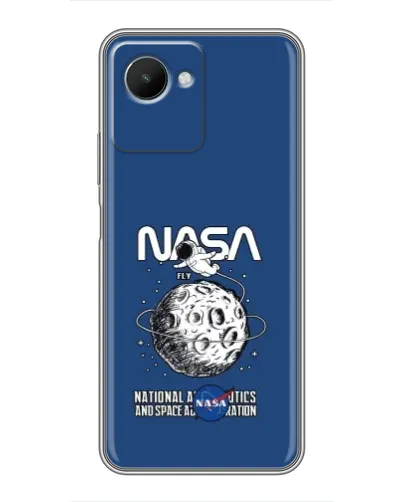 Чехол для Realme C30s с картинкой «NASA — лунная миссия»