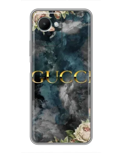 Чехол для Realme C30s с картинкой «Абстрактные цветы Gucci»