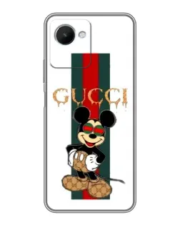 Чехол для Realme C30s с картинкой «Микки Маус Gucci — полосы»
