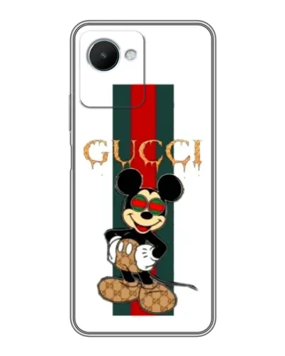 Чехол для Realme C30s с картинкой «Микки Маус Gucci — полосы»