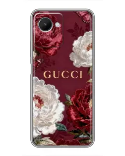 Чехол для Realme C30s с картинкой «Gucci — бордовые розы»