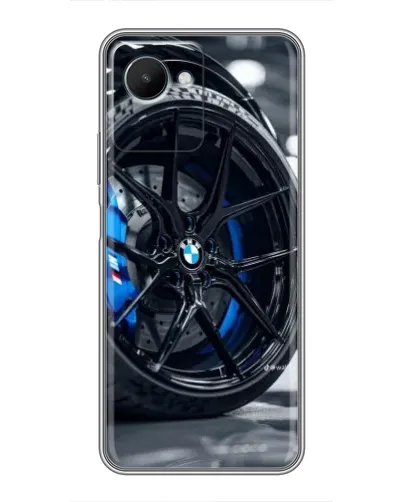 Чехол для Realme C30s с картинкой «Колесо BMW вблизи»