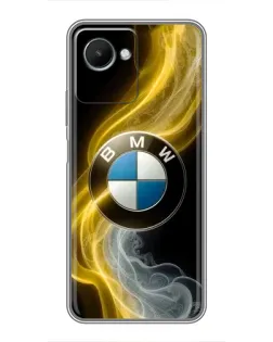 Чехол для Realme C30s с картинкой «Золотистый дым BMW»
