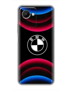 Чехол для Realme C30s с картинкой «Логотип BMW и неоновые дуги»