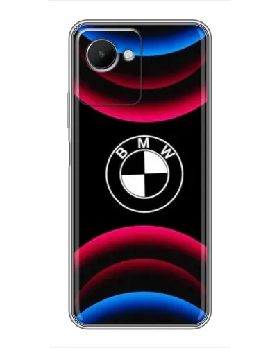 Чехол для Realme C30s с картинкой «Логотип BMW и неоновые дуги»