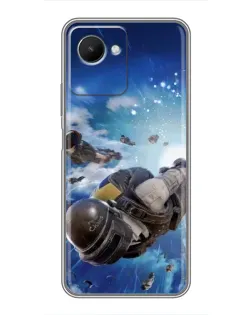 Чехол для Realme C30s с картинкой «Десант PUBG — прыжок»