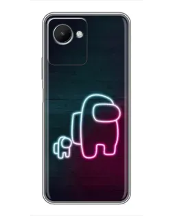 Чехол для Realme C30s с картинкой «Among Us неон-арт»