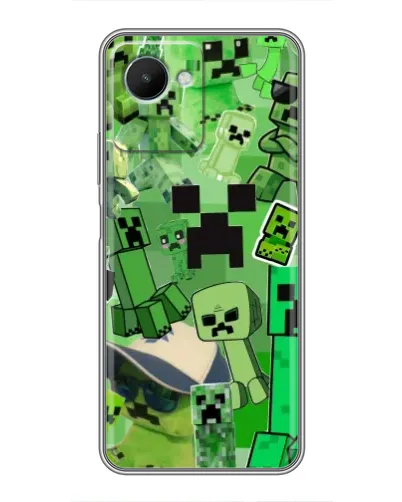 Чехол для Realme C30s с картинкой «Криперы Minecraft»