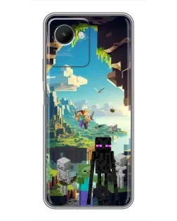 Чехол для Realme C30s с картинкой «Эндермен в лесу»