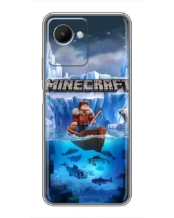 Чехол для Realme C30s с картинкой «Minecraft ледяной мир»