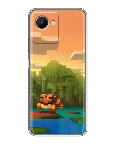 Чехол для Realme C30s с картинкой «Майнкрафт закат солнца»