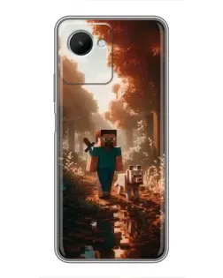 Чехол для Realme C30s с картинкой «Стив в лесу»