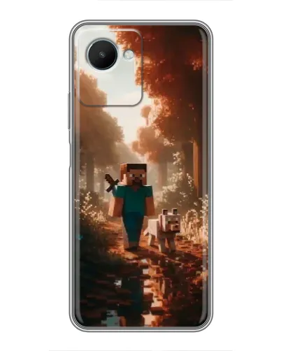 Чехол для Realme C30s с картинкой «Стив в лесу»