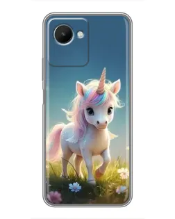 Чехол для Realme C30s с картинкой «Единорог на поляне»