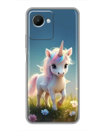 Чехол для Realme C30s с картинкой «Единорог на поляне»