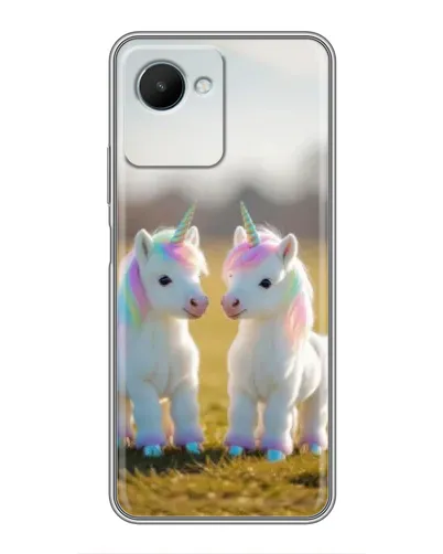 Чехол для Realme C30s с картинкой «Пара единорогов»