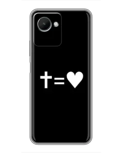 Чехол для Realme C30s с картинкой «Крест и Сердце»