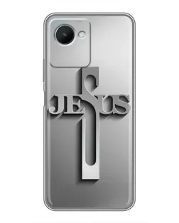 Чехол для Realme C30s с картинкой «Металлический крест Jesus»
