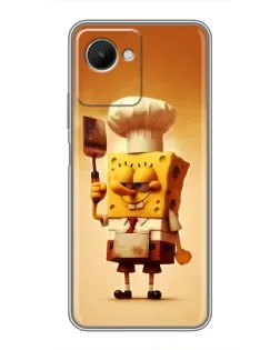 Чехол для Realme C30s с картинкой «Губка Боб повар»
