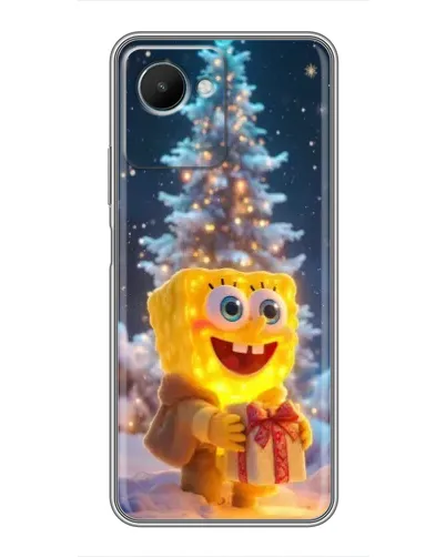 Чехол для Realme C30s с картинкой «Рождественский Спанч Боб»