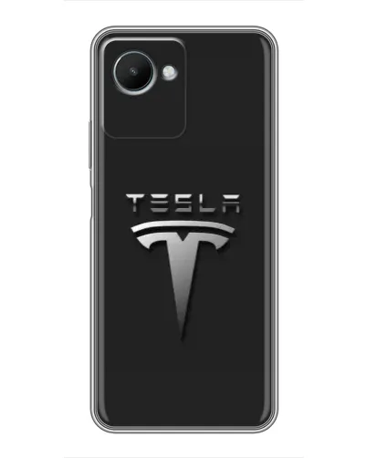 Чехол для Realme C30s с картинкой «Стальной логотип Tesla»