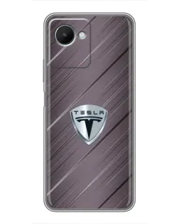 Чехол для Realme C30s с картинкой «Металлическая текстура Tesla»