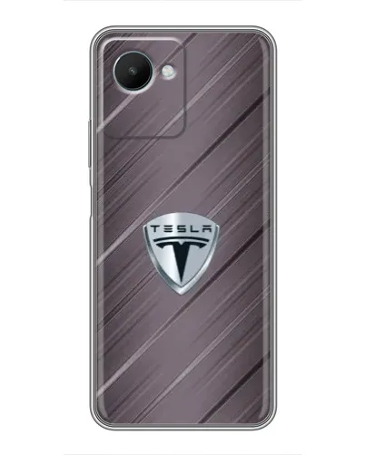 Чехол для Realme C30s с картинкой «Металлическая текстура Tesla»