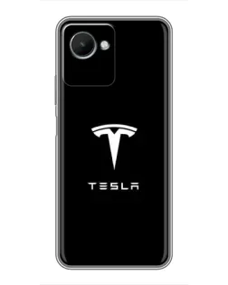 Чехол для Realme C30s с картинкой «Tesla White Logo»