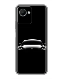 Чехол для Realme C30s с картинкой «Фары Tesla Night»